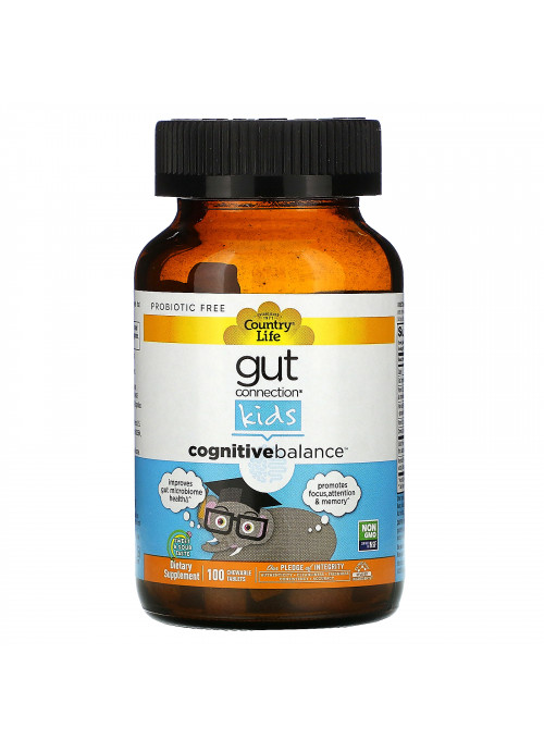 Country Life, Gut Connection Kids, Cognitive Balance, Sweet & Sour, 100 Chewable Tablets