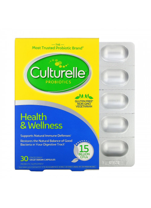 Culturelle, Probiotics, Health & Wellness, 15 Billion CFUs, 30 Once Daily Vegetarian Capsules