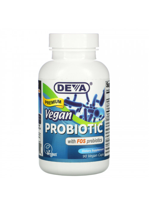 Deva, Premium Vegan Probiotic with FOS Prebiotic, 90 Vegan Caps