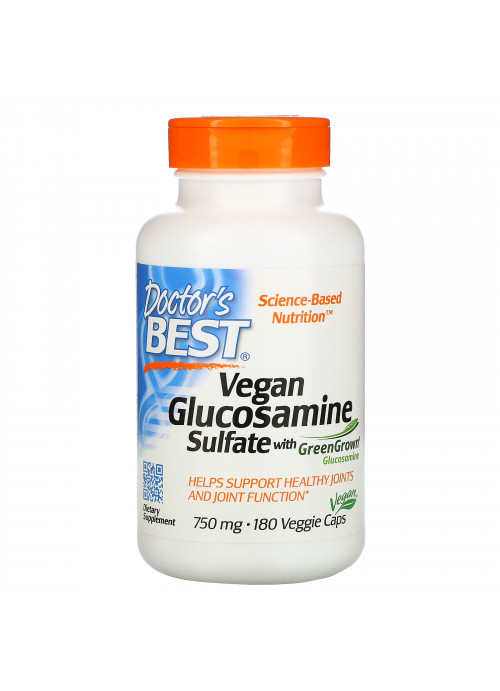 Doctor's Best, Vegan Glucosamine Sulfate with GreenGrown Glucosamine, 750 mg, 180 Veggie Caps