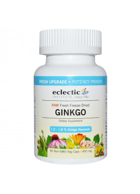 Eclectic Institute, Raw Fresh Freeze-Dried, Ginkgo, 450 mg, 90 Non-GMO Veggie Caps