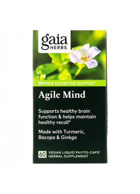 Gaia Herbs, Agile Mind, 60 Vegan Liquid Phyto-Caps