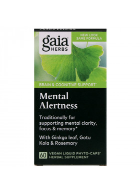 Gaia Herbs, DailyWellness, Mental Alertness, 60 Vegetarian Liquid Phyto-Caps