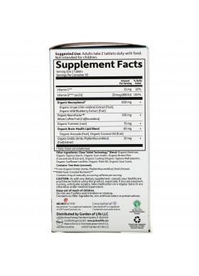 Garden of Life, Dr. Formulated Brain Health, Memory & Focus for Adults 40+, 60 Vegetarian Tablets