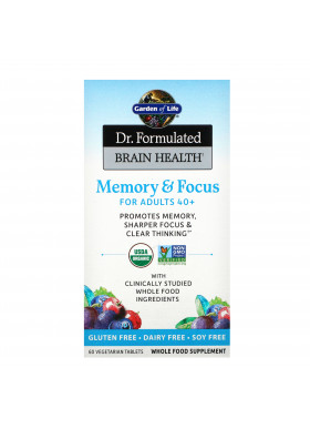 Garden of Life, Dr. Formulated Brain Health, Memory & Focus for Adults 40+, 60 Vegetarian Tablets