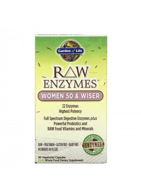 Garden of Life, RAW Enzymes, Women 50 & Wiser, 90 Vegetarian Capsules