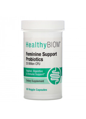 HealthyBiom, Feminine Support Probiotics, 25 Billion CFUs, 90 Veggie Capsules