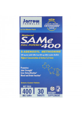 Jarrow Formulas, Natural SAM-e (S-Adenosyl-L-Methionine) 400, 400 mg, 30 Enteric-Coated Tablets