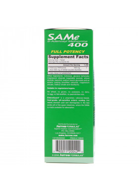 Jarrow Formulas, Natural SAM-e (S-Adenosyl-L-Methionine) 400, 400mg, 60 Enteric-Coated Tablets