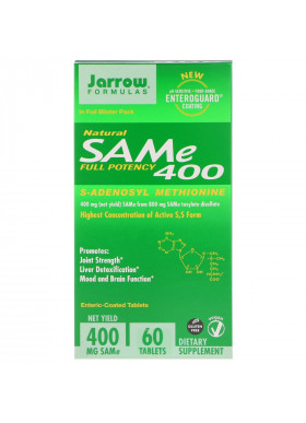 Jarrow Formulas, Natural SAM-e (S-Adenosyl-L-Methionine) 400, 400mg, 60 Enteric-Coated Tablets