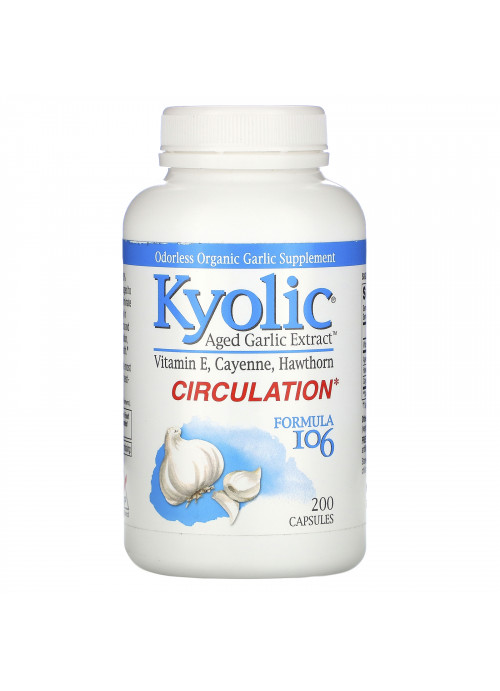 Kyolic, Aged Garlic Extract, Circulation, Formula 106, 200 Capsules