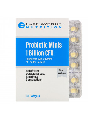 Lake Avenue Nutrition, Probiotic Minis, 2 Strains of Healthy Bacteria, 1 Billion CFU, 30 Mini Softgels