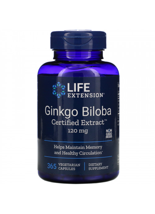 Life Extension, Ginkgo Biloba, Certified Extract, 120 mg, 365 Vegetarian Capsules