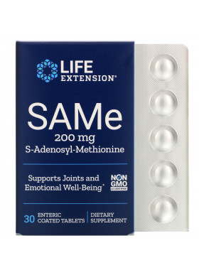 Life Extension, SAMe, S-Adenosyl-Methionine, 200 mg, 30 Enteric Coated Tablets