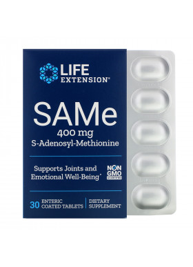 Life Extension, SAMe, S-Adenosyl-Methionine, 400 mg, 30 Enteric Coated Tablets