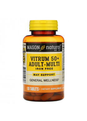 Mason Natural, Vitrum 50+ Adult-Multi, Iron Free, 100 Tablets