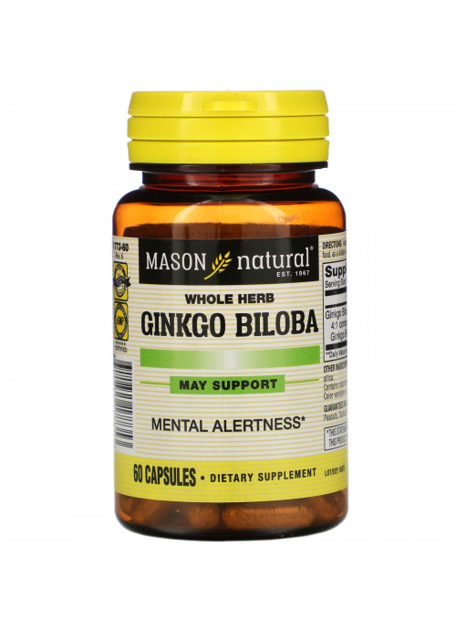 Mason Natural, Whole Herb Ginkgo Biloba, 60 Capsules