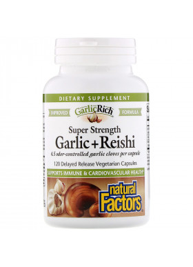 Natural Factors, GarlicRich, Super Strength Garlic + Reishi, 120 Delayed Release Vegetarian Capsules