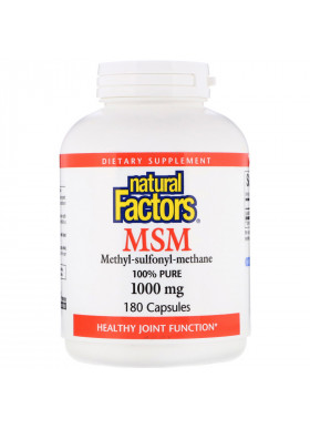 Natural Factors, MSM, Methyl-Sulfonyl-Methane, 1,000 mg, 180 Capsules