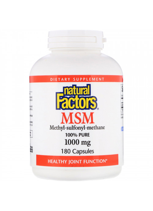 Natural Factors, MSM, Methyl-Sulfonyl-Methane, 1,000 mg, 180 Capsules