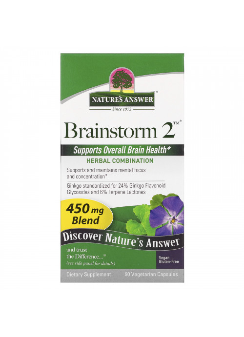 Nature's Answer, Brainstorm 2, Herbal Combination, 450 mg, 90 Vegetarian Capsules