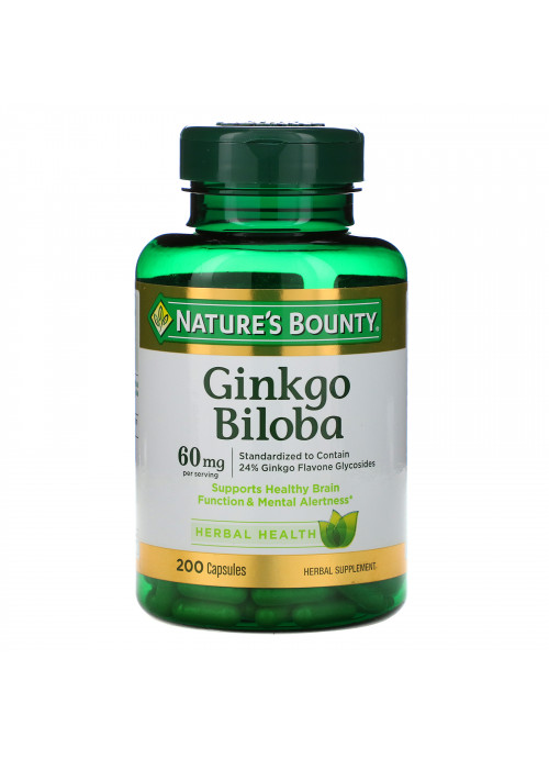 Nature's Bounty, Ginkgo Biloba, 60 mg, 200 Capsules