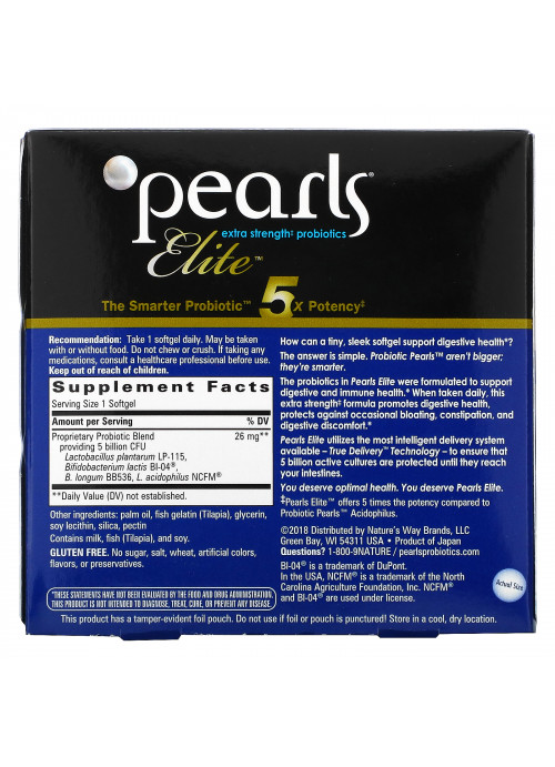 Nature's Way, Pearls Elite, Extra Strength Probiotics, 30 Once-Daily Softgels