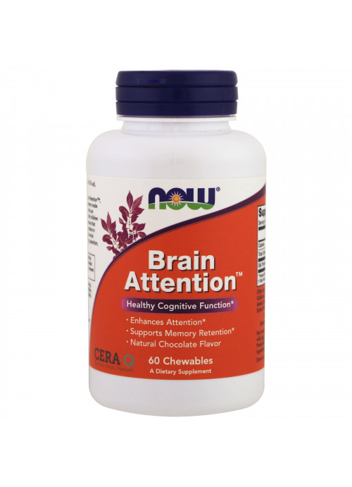 Now Foods, Brain Attention, Natural Chocolate Flavor, 60 Chewables