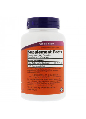 Now Foods, MSM, Methylsulfonylmethane, 1,000 mg, 120 Veg Capsules