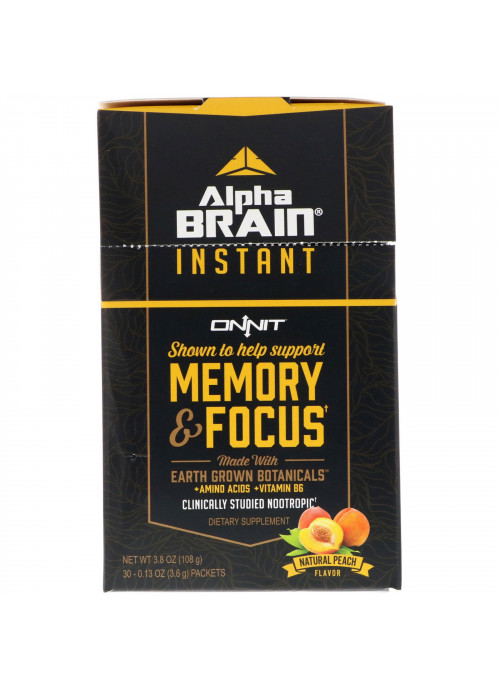 Onnit, Alpha Brain Instant, Memory & Focus, Natural Peach, 30 Packets, 0.13 oz (3.6 g) Each