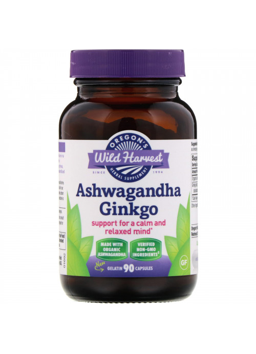 Oregon's Wild Harvest, Ashwagandha Ginkgo, 90 Gelatin Capsules