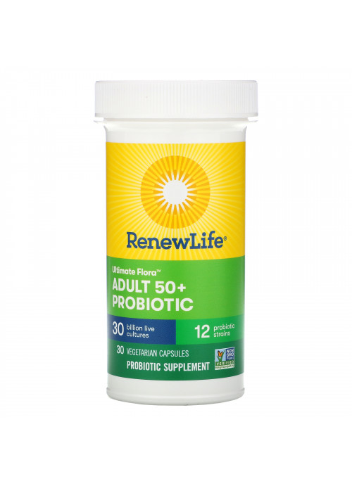 Renew Life, Ultimate Flora,  Adult 50+ Probiotic, 30 Billion Live Cultures, 30 Vegetarian Capsules