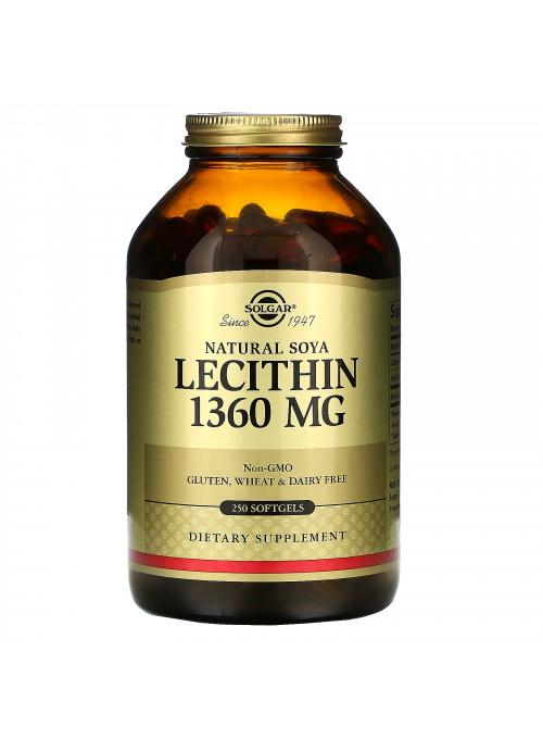 Solgar, Natural Soya Lecithin, 1,360 mg, 250 Softgels