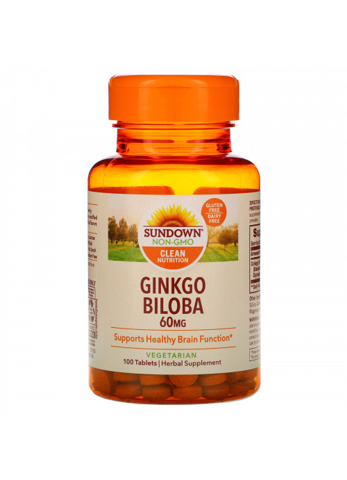 Sundown Naturals, Ginkgo Biloba, 60 mg, 100 Tablets