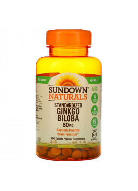 Sundown Naturals, Standardized Ginkgo Biloba, 60 mg, 200 Tablets