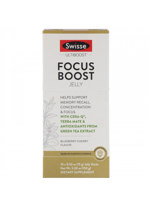 Swisse, Ultiboost, Focus Boost Jelly, Blueberry Cherry Flavor, 10 Sticks, 0.53 oz (15 g) Each