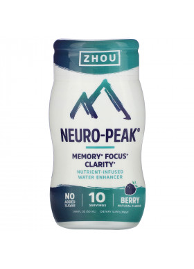 Zhou Nutrition, Neuro-Peak, Nutrient-Infused Water Enhancer, Berry, 1.69 fl oz (50 ml)