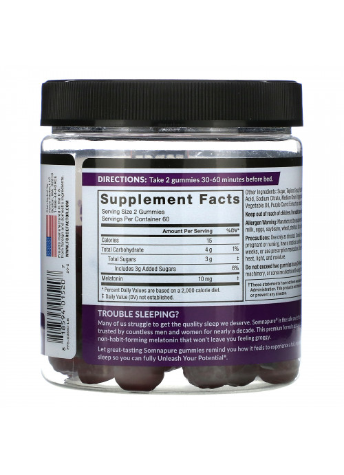 Force Factor, Somnapure Gummies, Melatonin 10 mg, Dream Berry, 120 Gummies