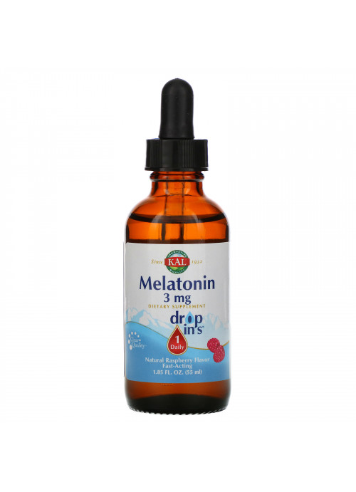 KAL, Melatonin, Natural Raspberry Flavor, 3 mg, 1.85 fl oz (55 ml)