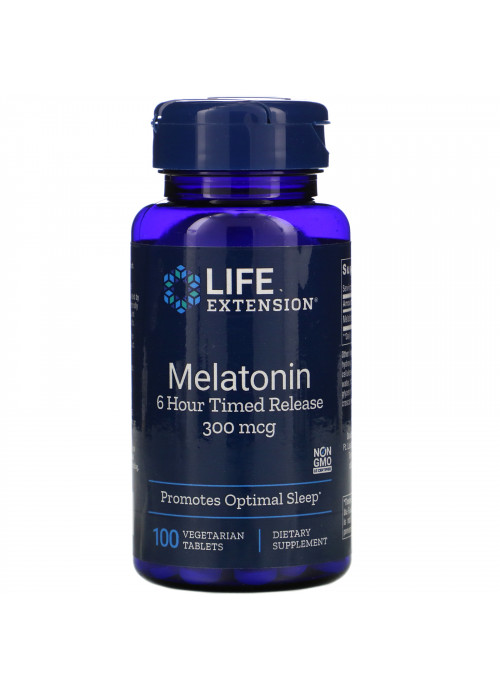 Life Extension, Melatonin, 6 Hour Timed Release, 300 mcg, 100 Vegetarian Tablets