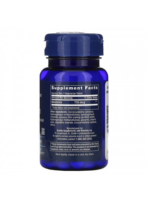 Life Extension, Melatonin, 6 Hour Timed Release, 750 mcg, 60 Vegetarian Tablets