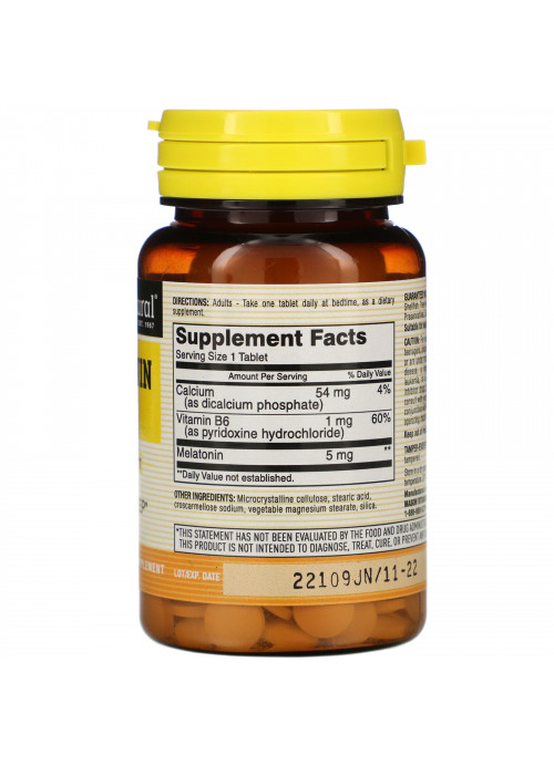 Mason Natural, Melatonin, 5 mg, 60 Tablets