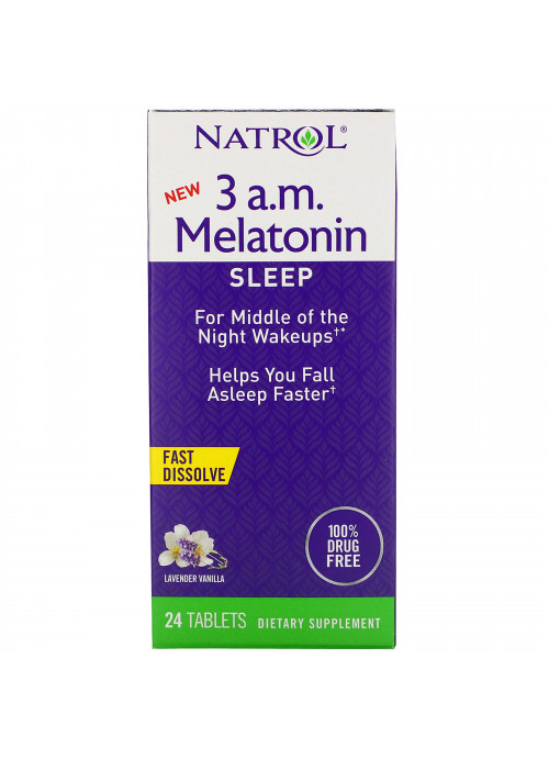 Natrol, 3 A.M. Melatonin, Fast Dissolve, Lavender Vanilla, 24 Tablets