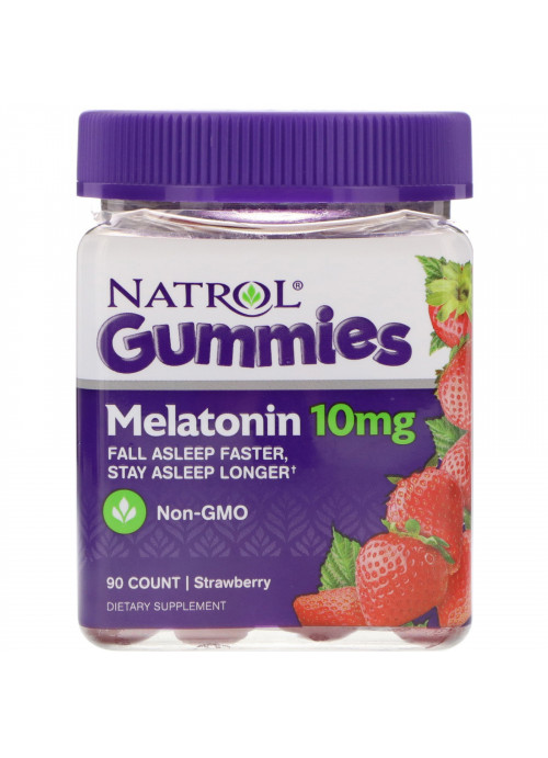 Natrol, Gummies, Melatonin, Strawberry, 10 mg, 90 Count