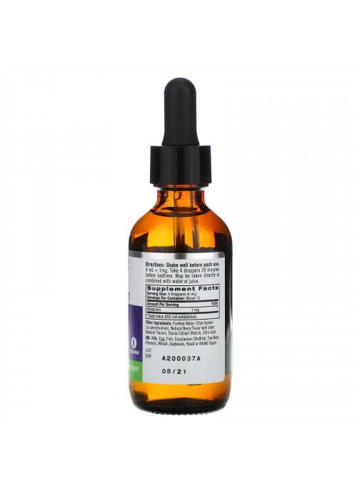 Natrol, Liquid Melatonin, Sleep, Berry Natural Flavor, 1 mg, 2 fl oz (60 ml)