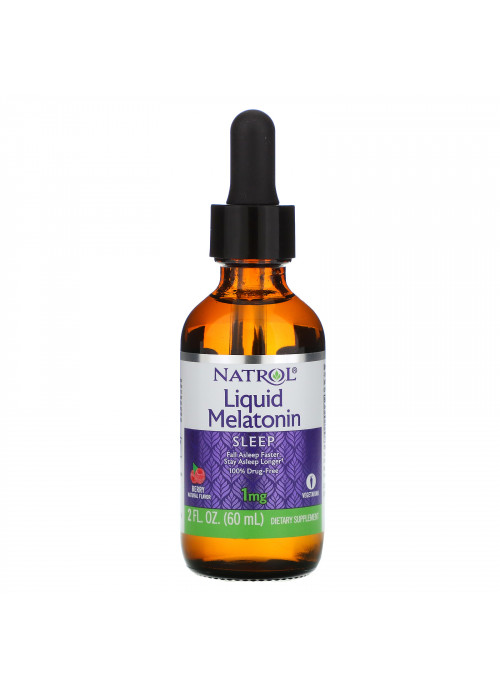 Natrol, Liquid Melatonin, Sleep, Berry Natural Flavor, 1 mg, 2 fl oz (60 ml)