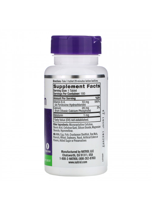 Natrol, Melatonin, 1 mg, 180 Tablets