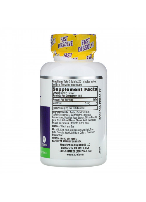 Natrol, Melatonin, Fast Dissolve, Extra Strength, Strawberry, 5 mg, 150 Tablets