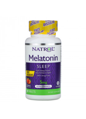 Natrol, Melatonin, Fast Dissolve, Extra Strength, Strawberry, 5 mg, 90 Tablets