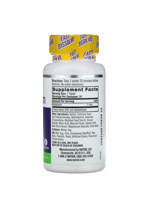 Natrol, Melatonin, Fast Dissolve, Strawberry, 1 mg, 90 Tablets